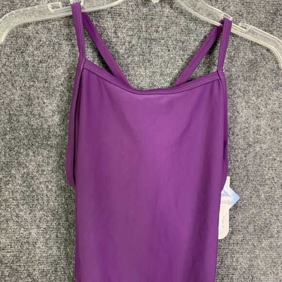 Sporti 1 Pc Bathing Suit NWT Padded Bra High Leg Thin Strap Purple Sz 32 - Picture 2 of 11